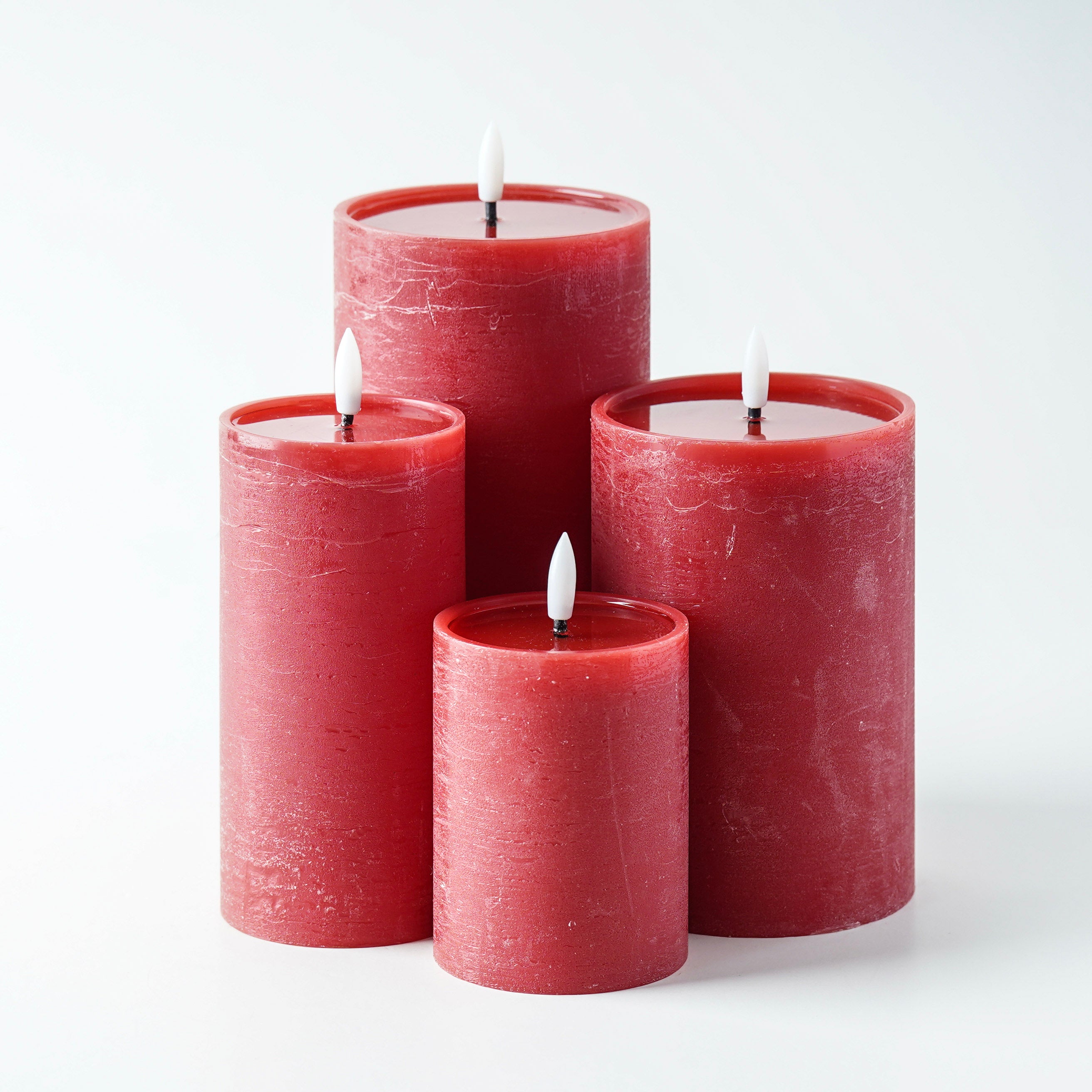Textured Red Flameless Pillar Candle