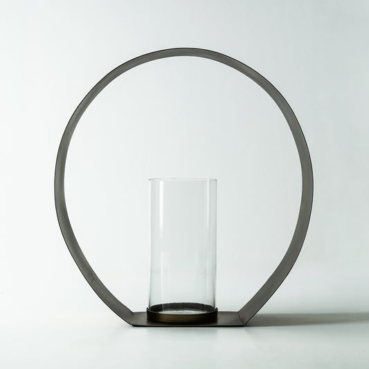 Antique Brass Glass Hurricane Candle Holder