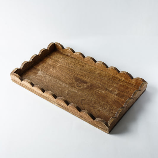 Ezra Scallop Rectangle Wood Tray