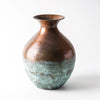 Distressed Copper Patina Vase | Round Metal Accent