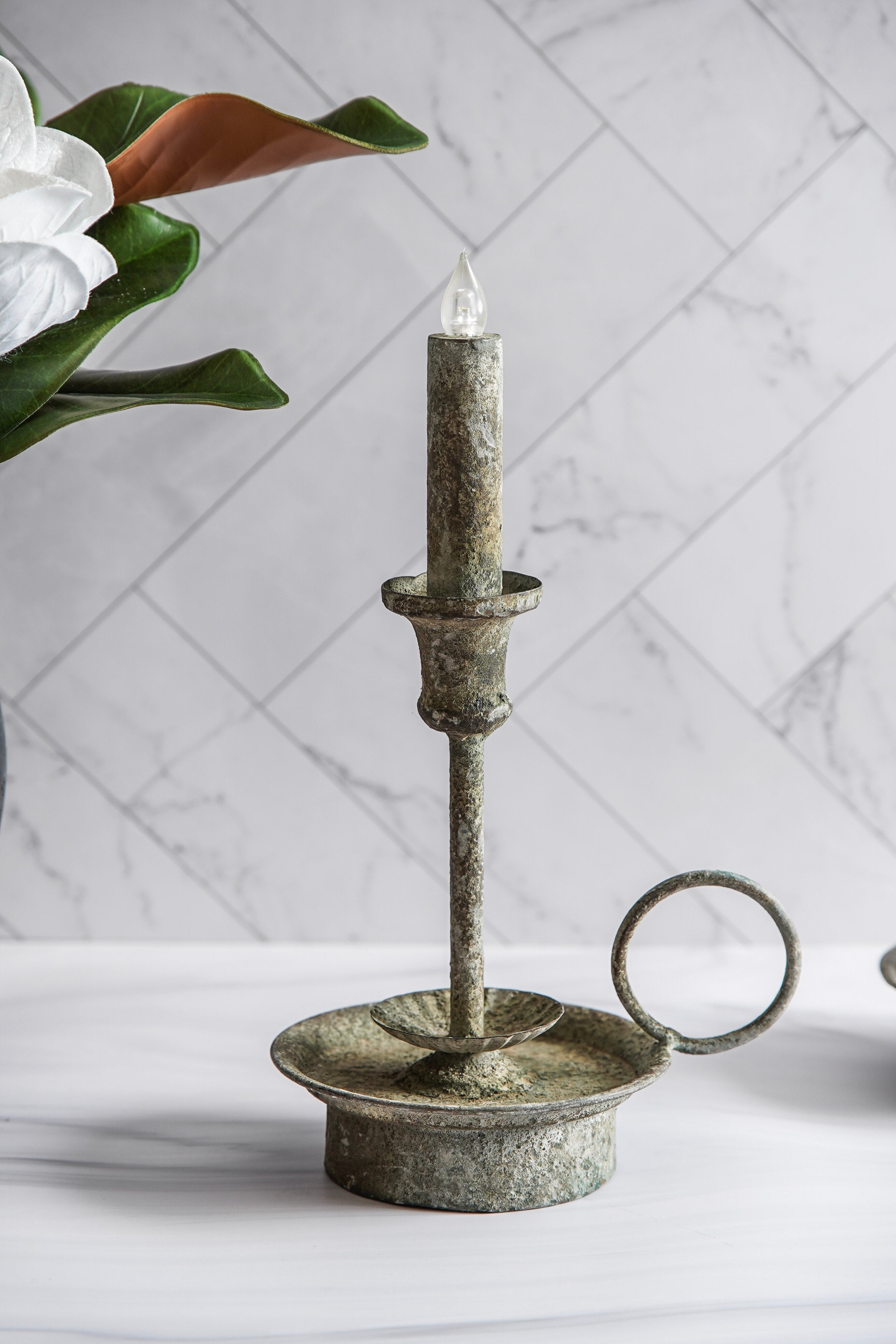 Verdigris Ring Flameless Taper