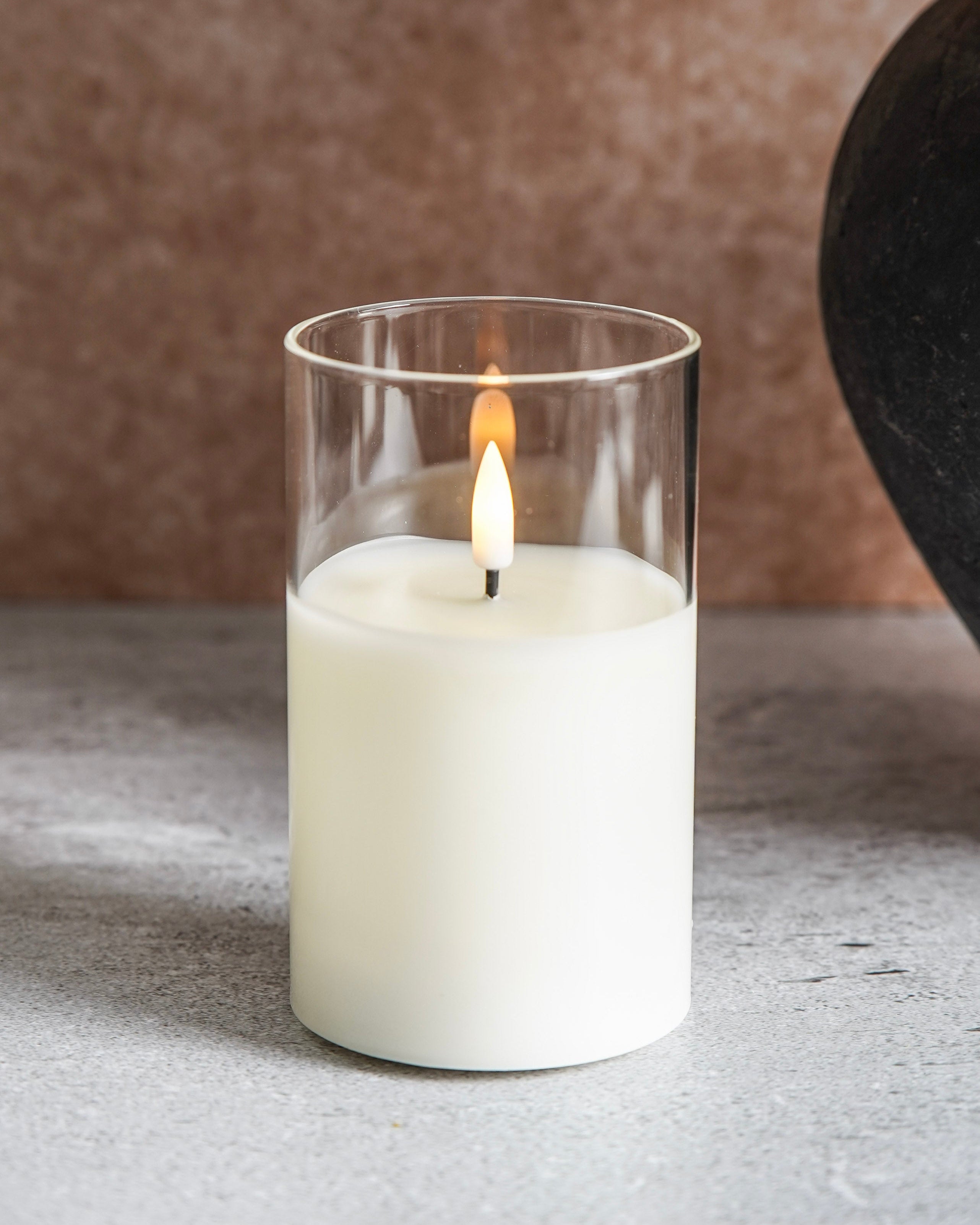 Glass Ivory Flameless Pillar Candle