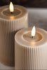 Ribbed Taupe Flameless Pillar