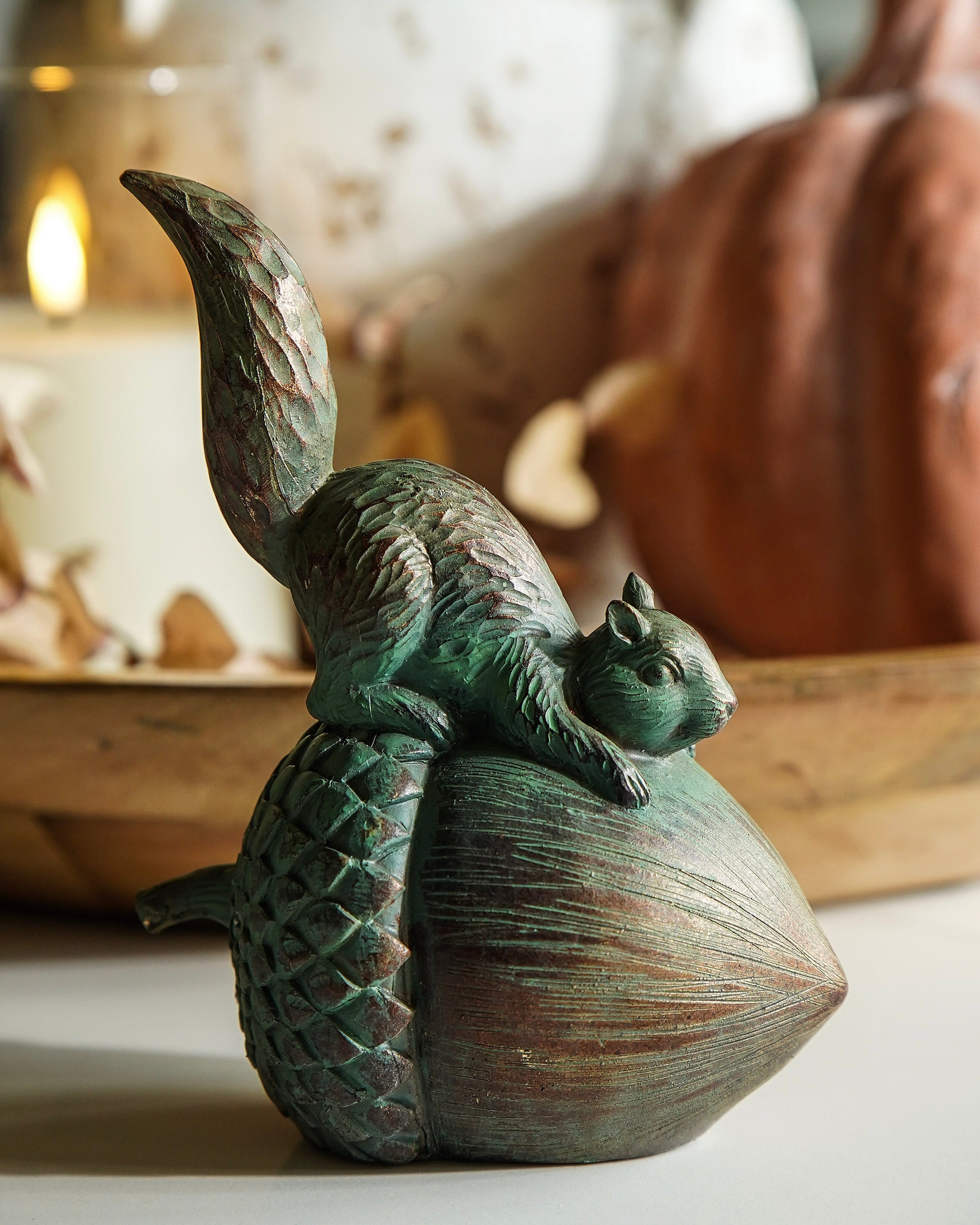 Decorative Squirrel and Acorn Accent