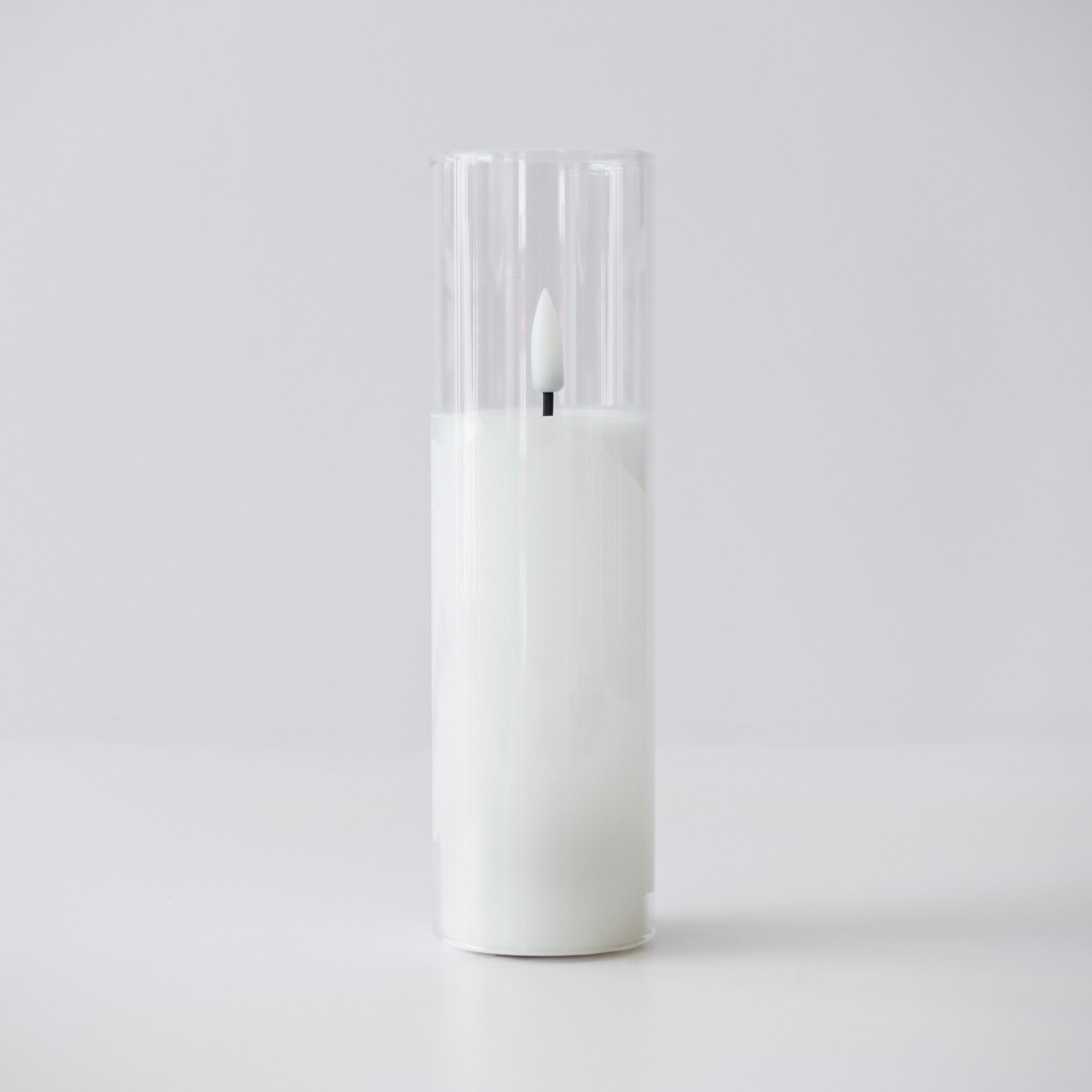 Glass Flameless White Candles