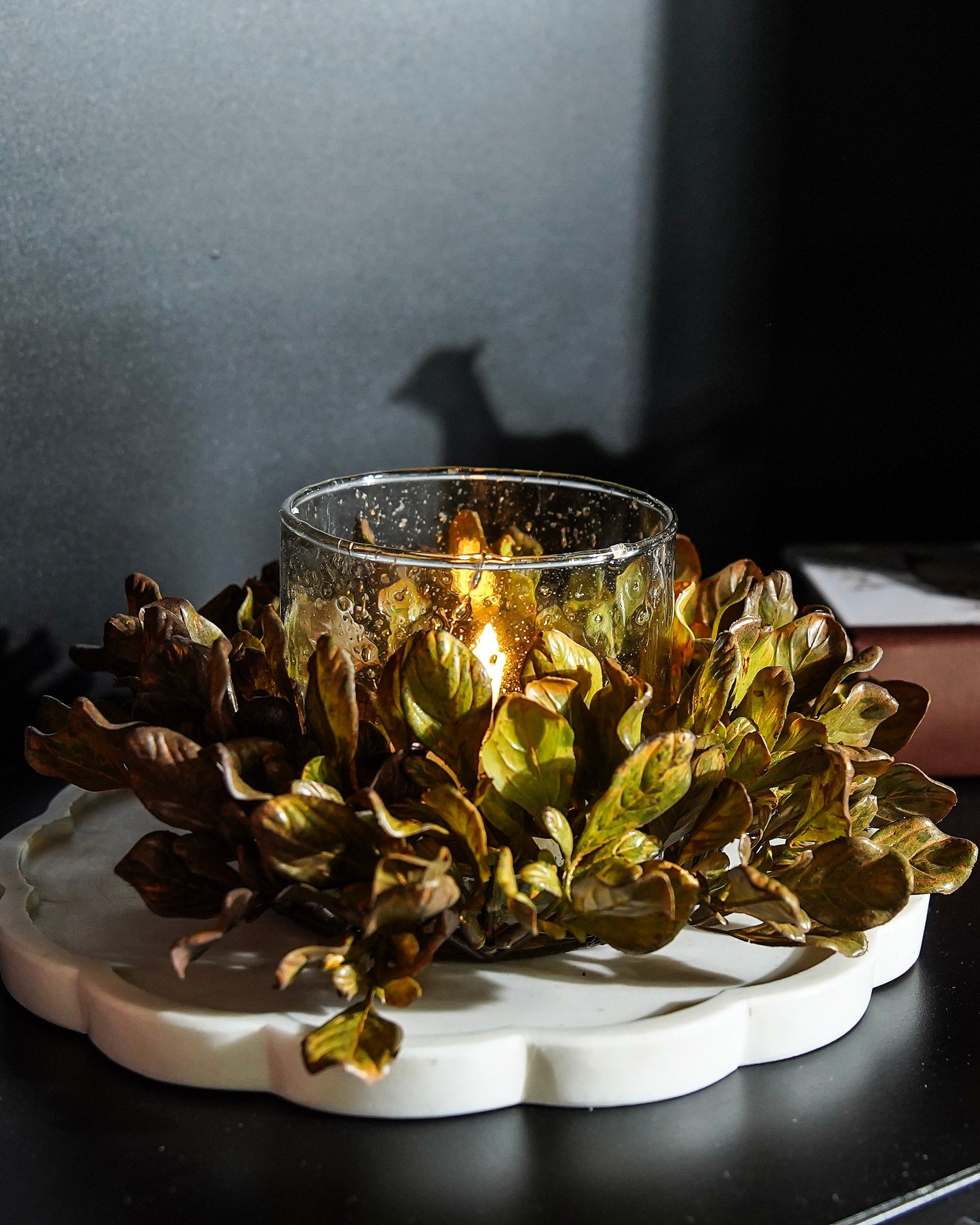 Golden Meadow Leaf Candle Ring
