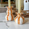 Orange Striped Ceramic Taper Candleholder