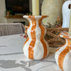 Orange Striped Ceramic Taper Candleholder