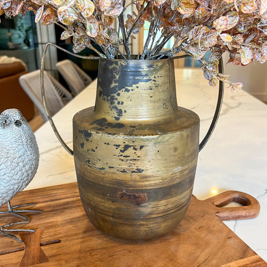 Handled Brass Metal Vase