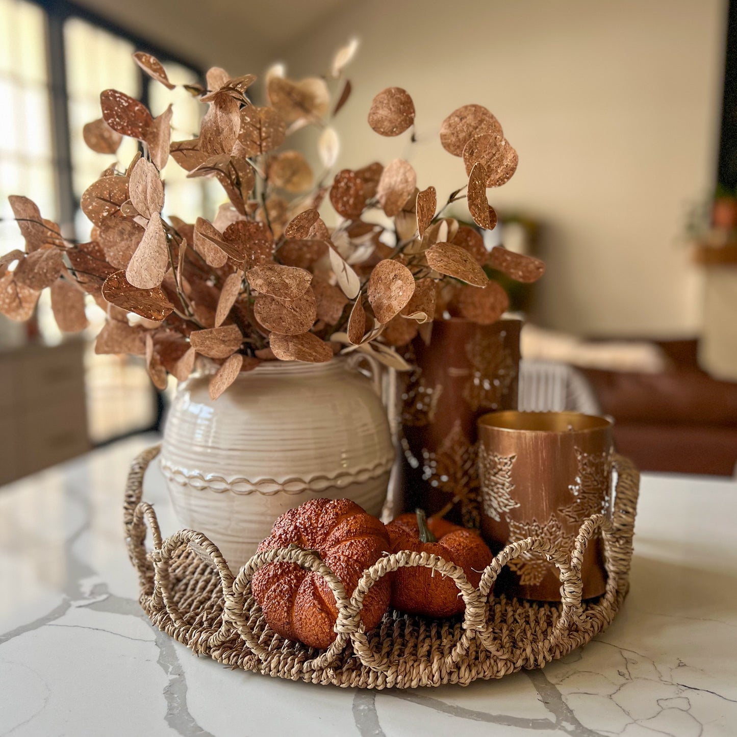 Fendrix Seagrass Tray | Round Woven Decorative Basket