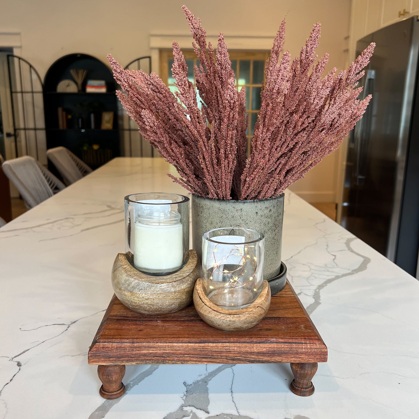 Mango Wood & Glass Hurricane | Small