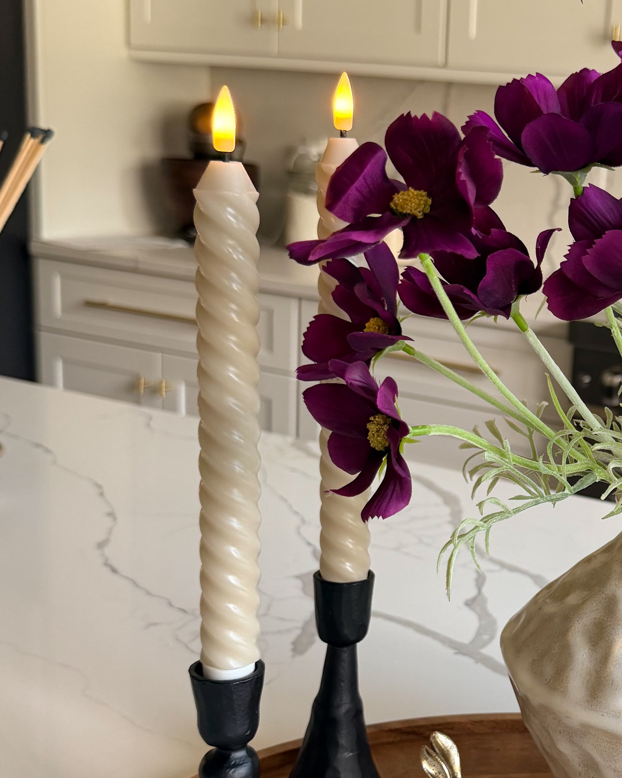 LED Twist Taper Candles | Set of 2