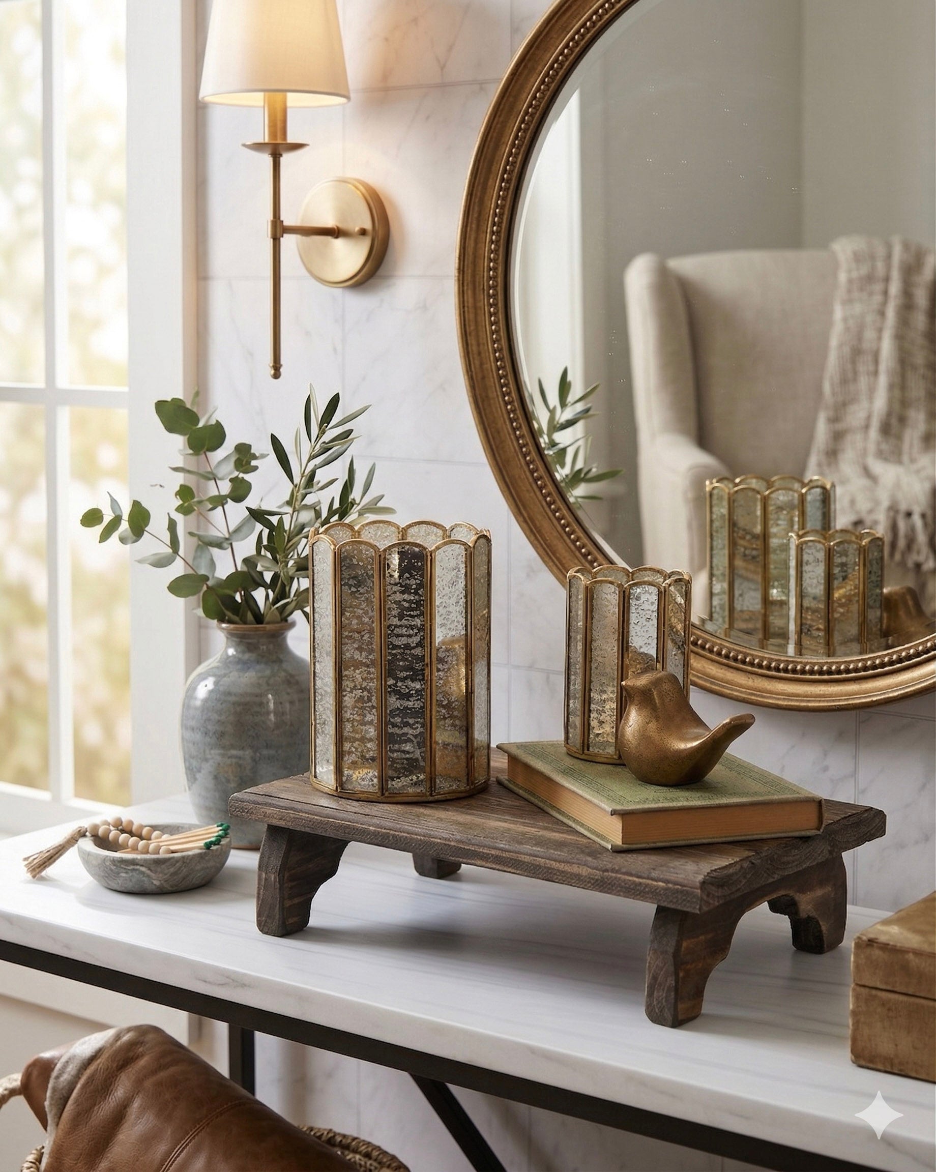 Brass and Glass Candle Holder