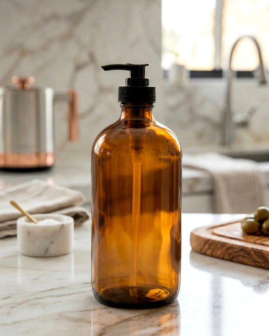 Glass Amber Bottle Liquid Hand Soap | Lemon Mint