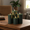 Textured Green Flameless Pillar Candle
