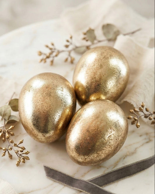 Decorative Gold Resin Egg | Set of 3