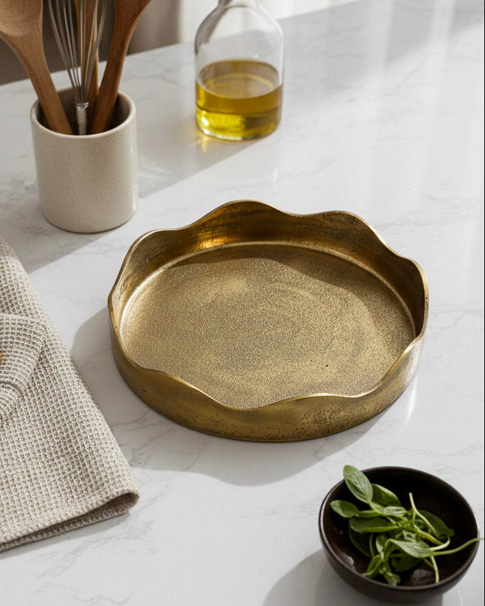 Gold Iron Scalloped Tray