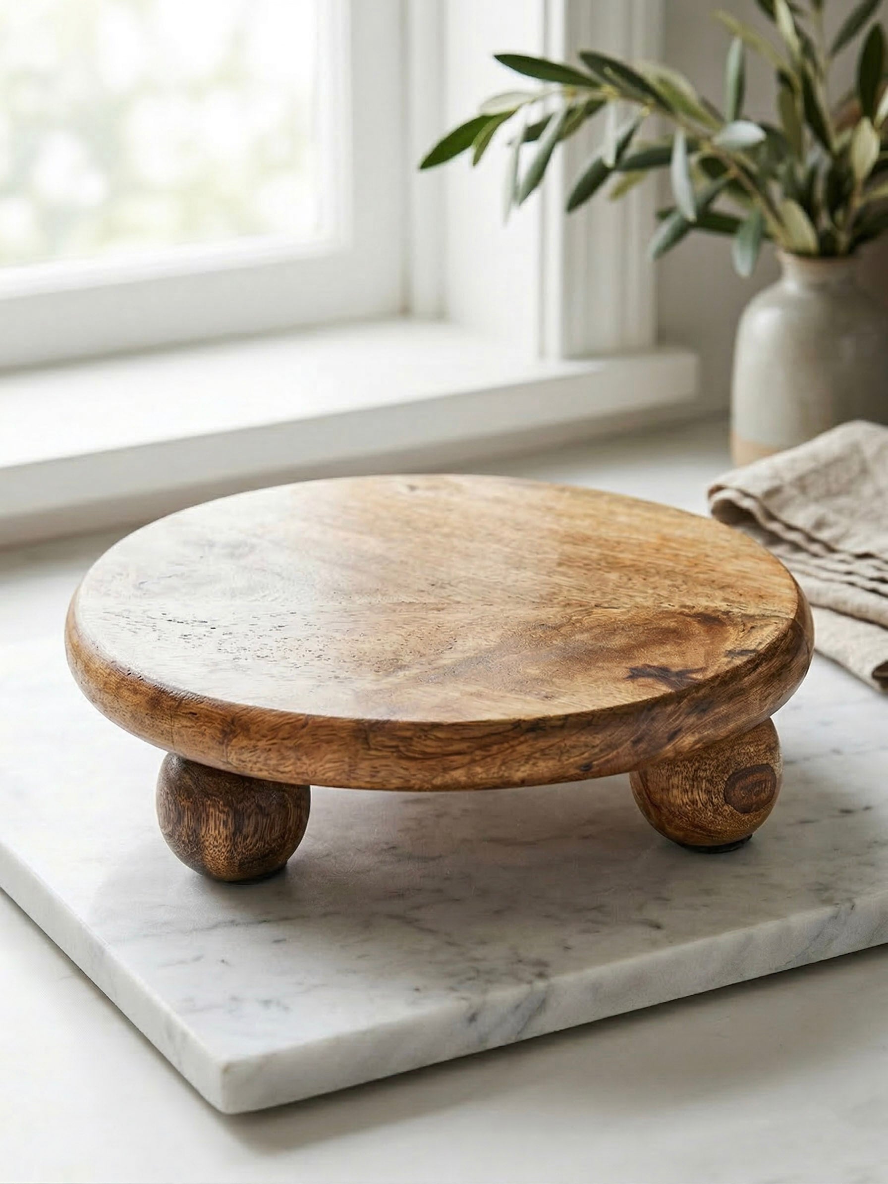 Carved Mango Wood Pedestal Riser