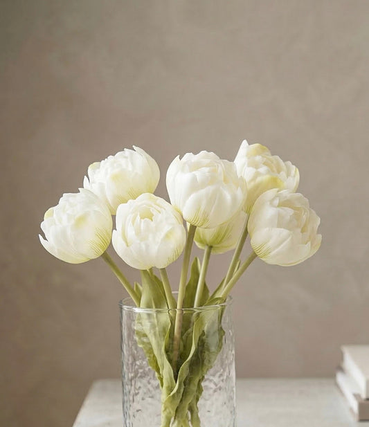 Real Touch Tulip Bouquet | White