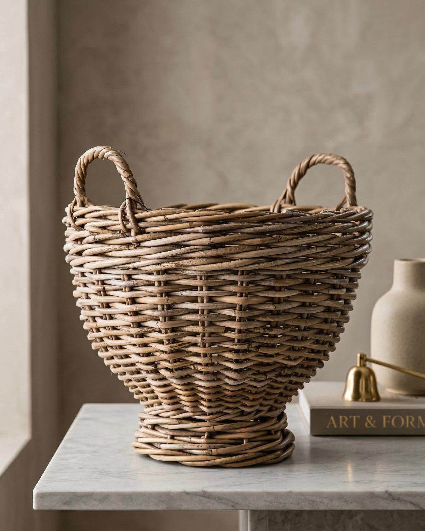 Footed Rattan Storage Basket