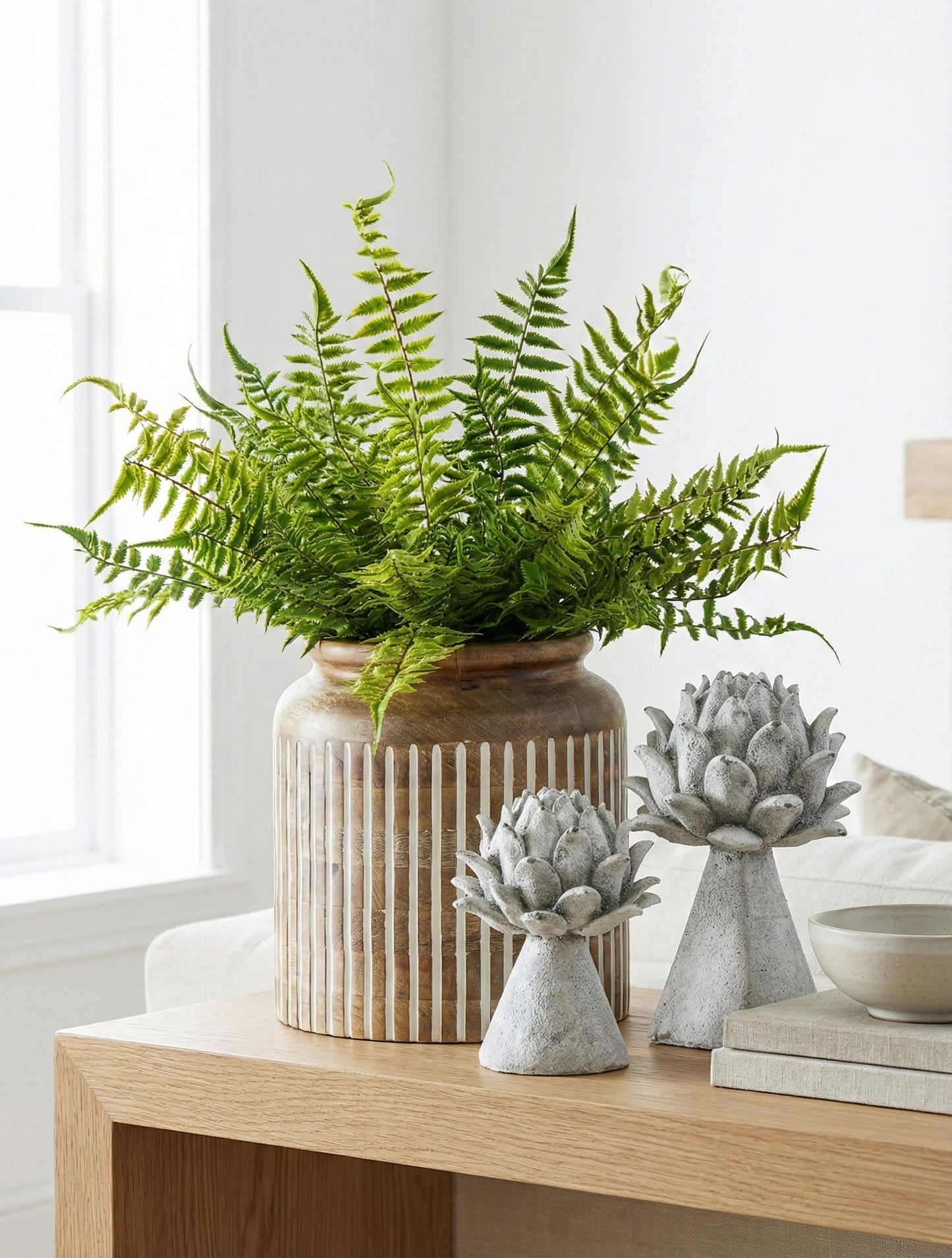 Rowan Carved Wood Vase