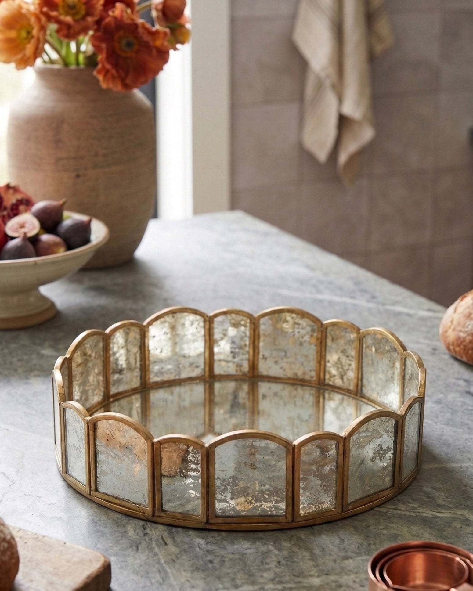 Brass & Glass Mirror Tray