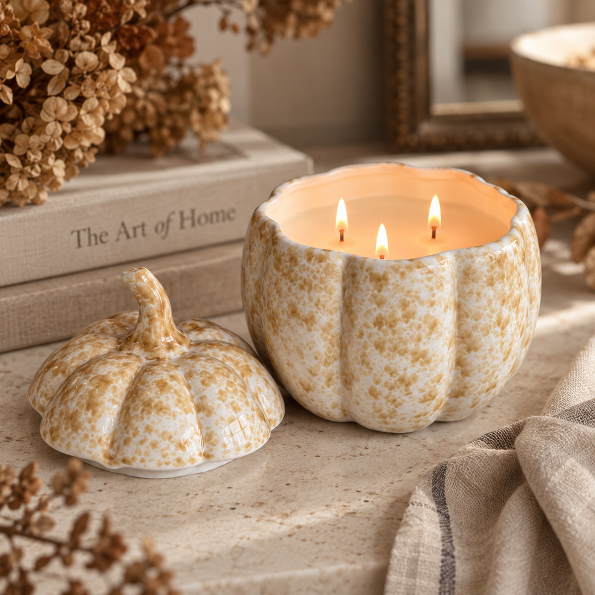 Evelyn Stoneware Pumpkin Candle | Pumpkin Pecan Waffles