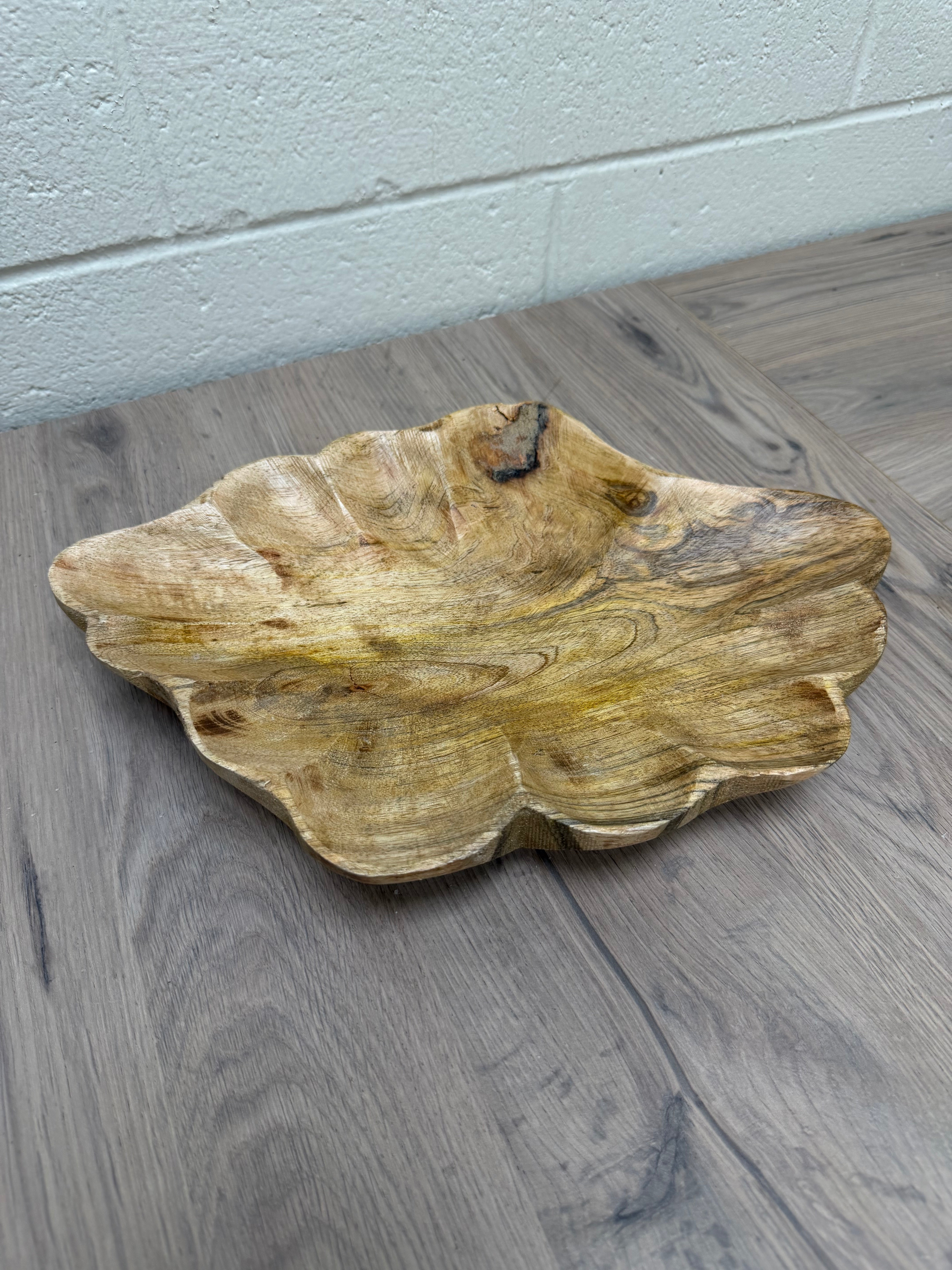 Carved Mango Wood Scalloped Bowl | Scratch & Dent
