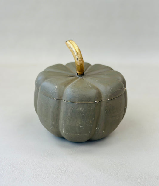 Large Gray Mango Wood Pumpkin Container | Scratch & Dent