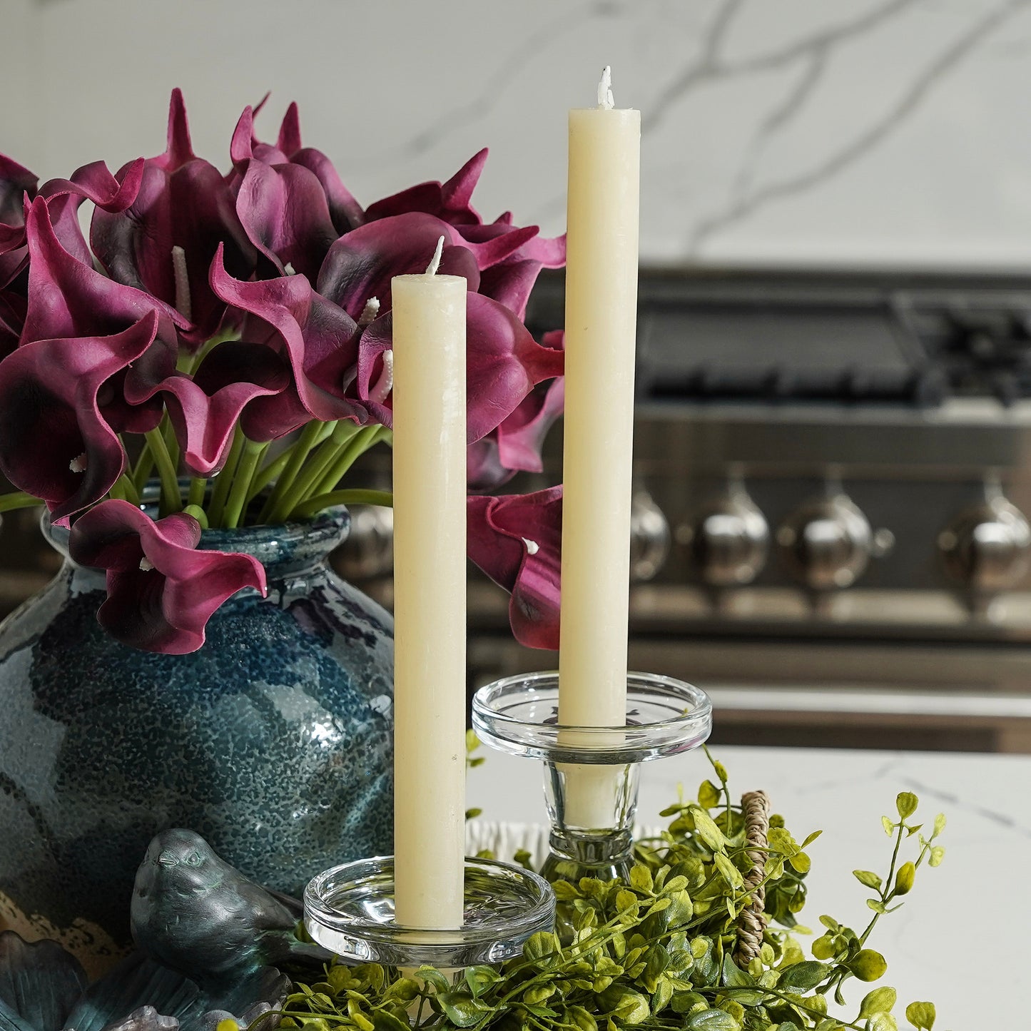 Powdered Chunky Taper Candles | Set of 12