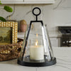 Glass and Iron Hurricane Lantern | Large Candle Holder