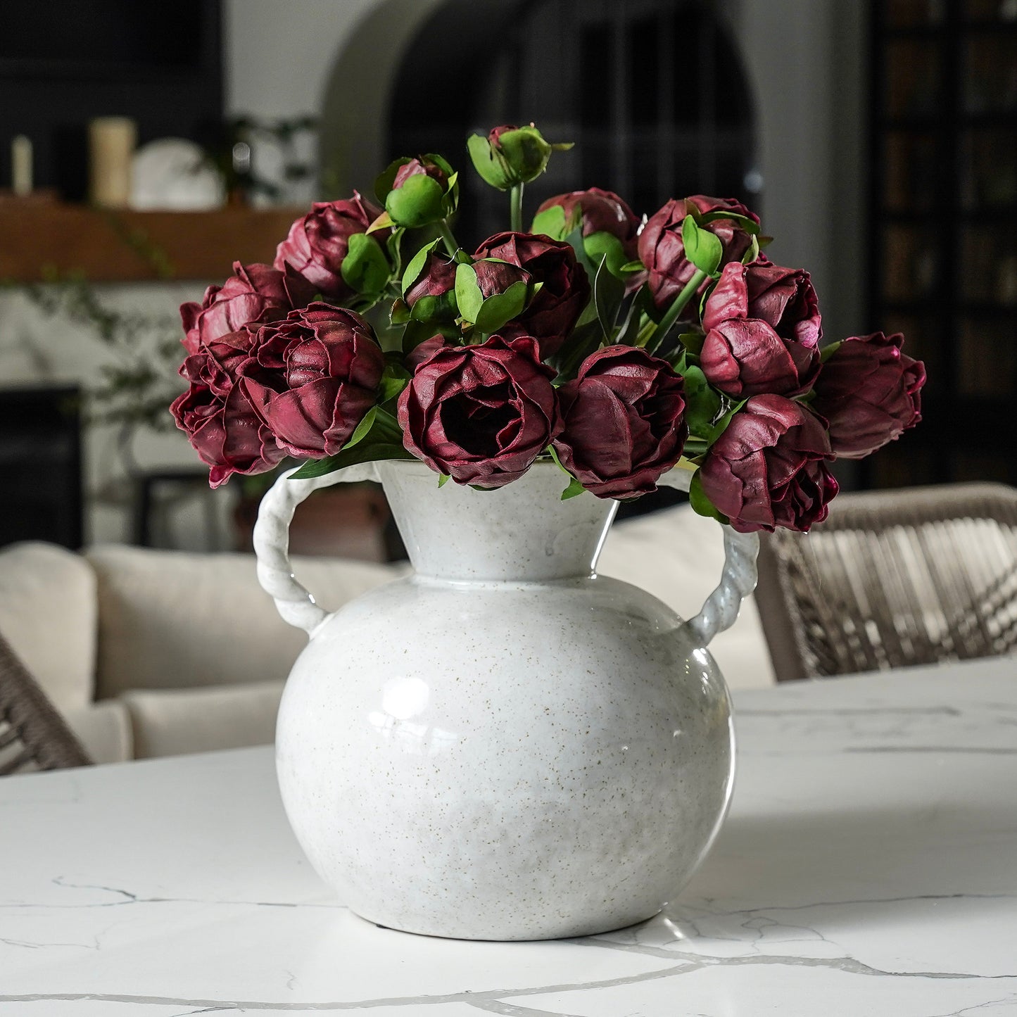 Twisted Handle Stoneware Vase