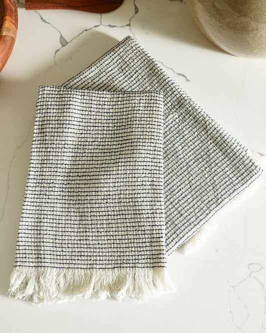 Navy Cotton Stripe Towel Set