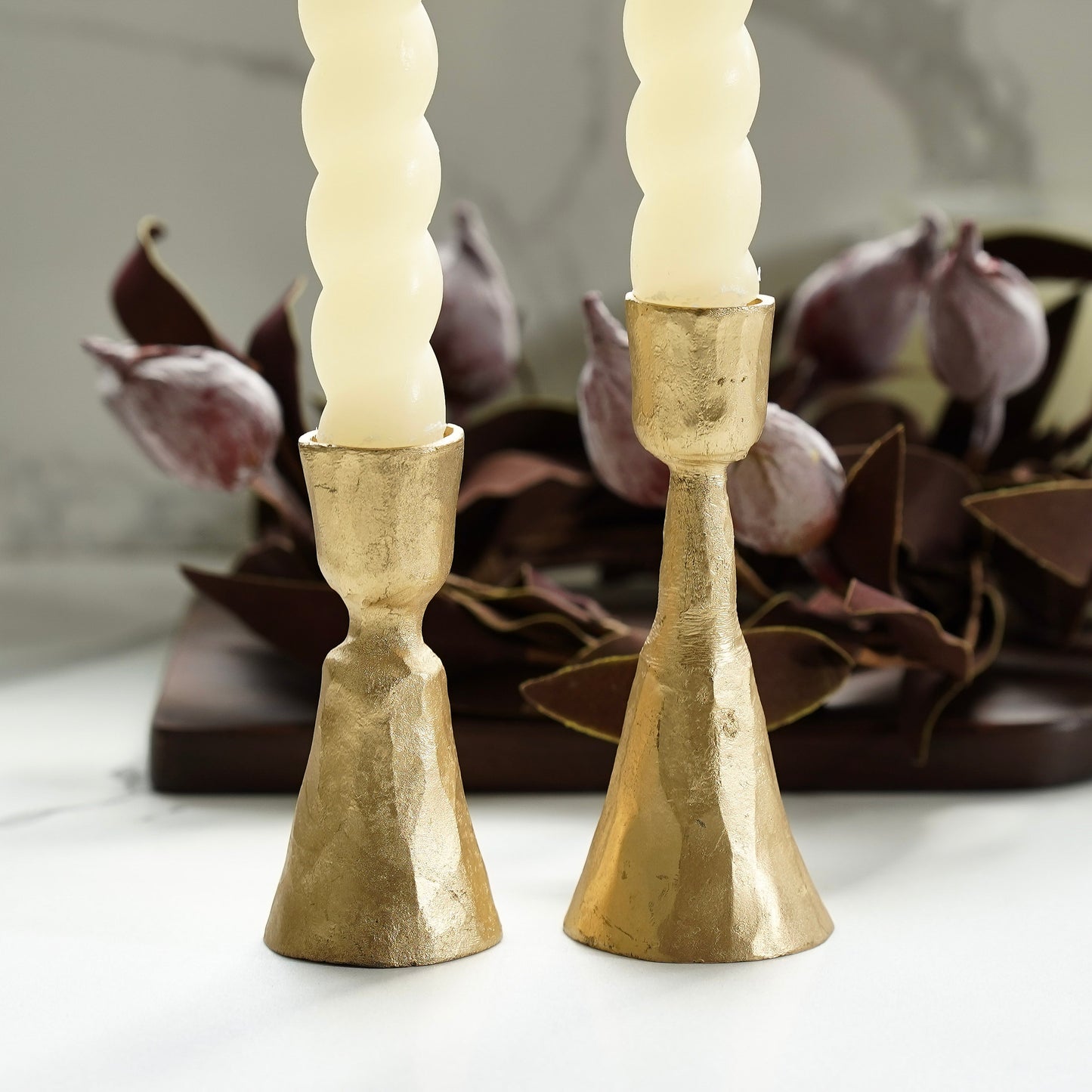 Gold Taper Candle Holder | Set of 2