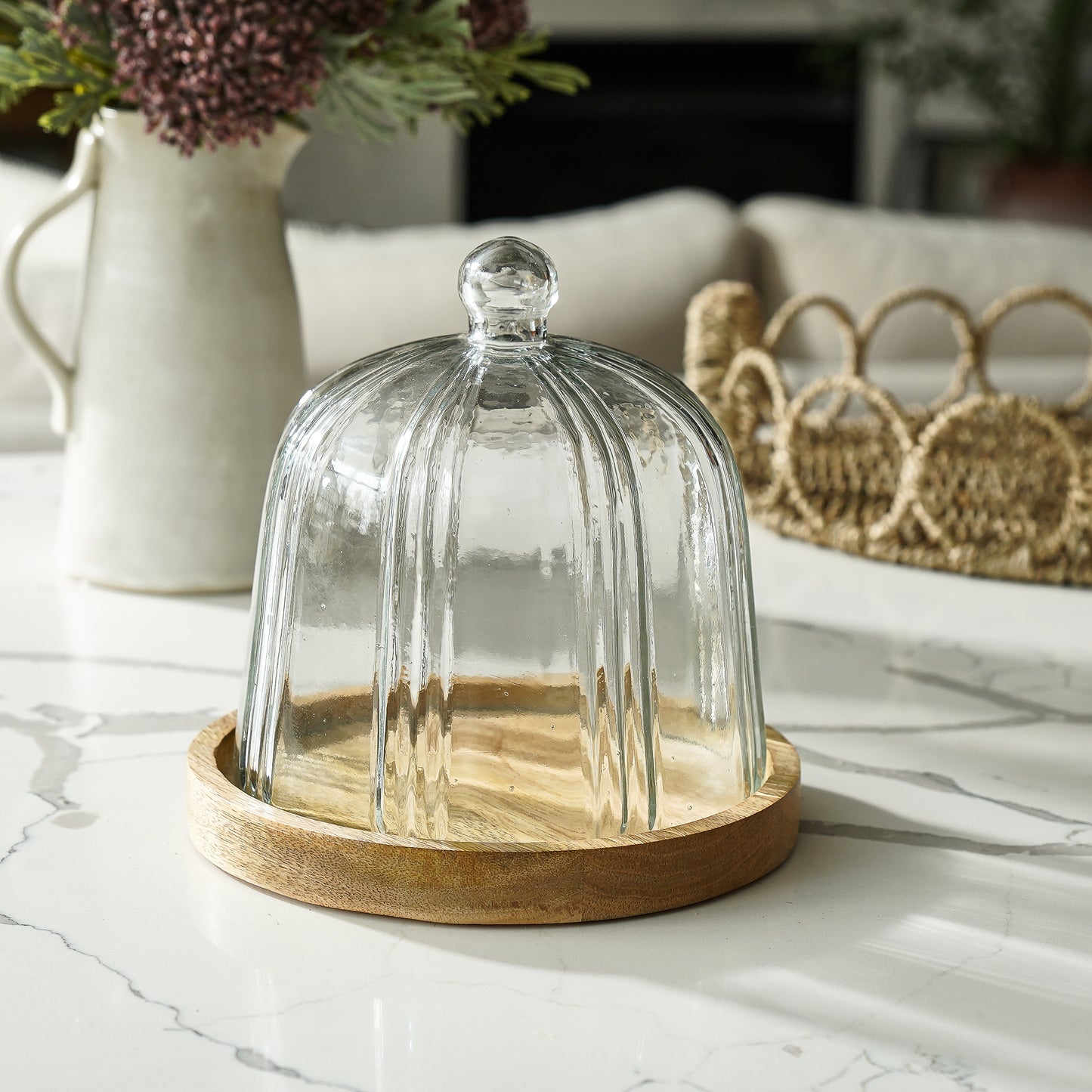 Capella Glass Cloche with Wood Base