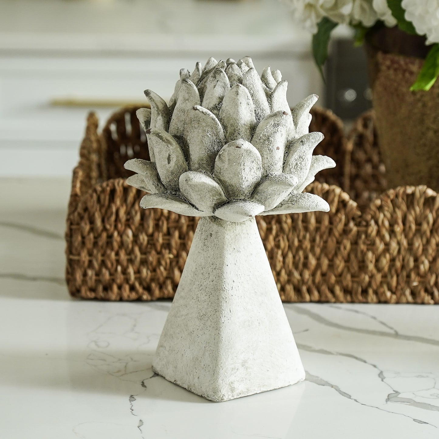 Faux Stone Artichoke Finials