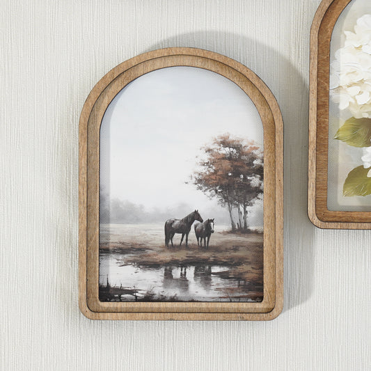 Pasture Horses Arch Framed Decor | Made in USA