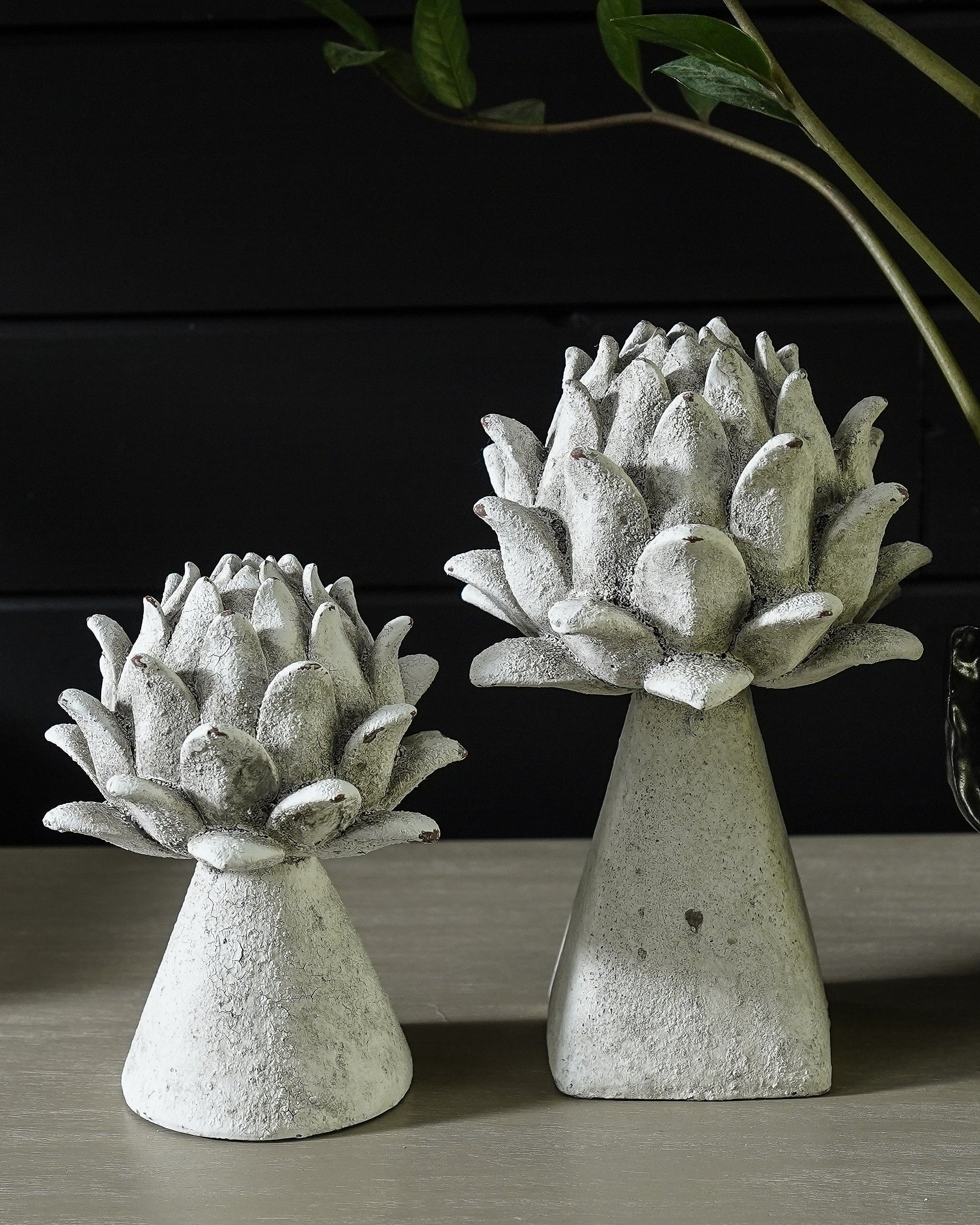 Faux Stone Artichoke Finials