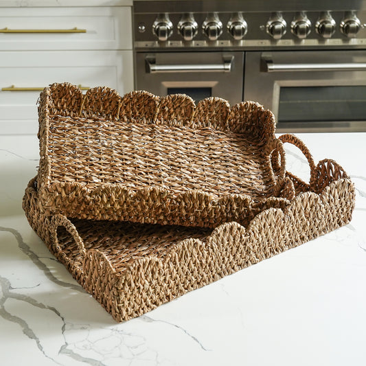 Braided Seagrass Scalloped Tray