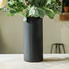 Matte Black Ribbed Vase