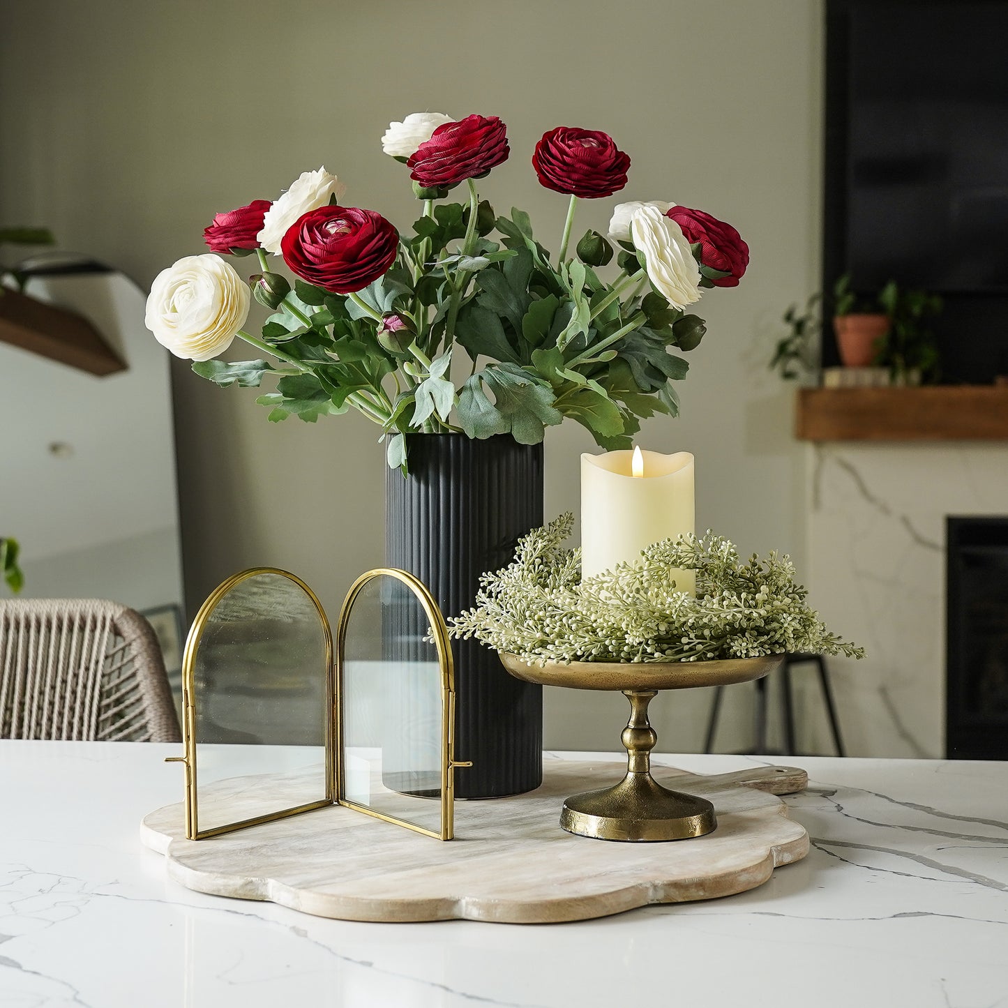 Real Touch Ranunculus Stem | Deep Red