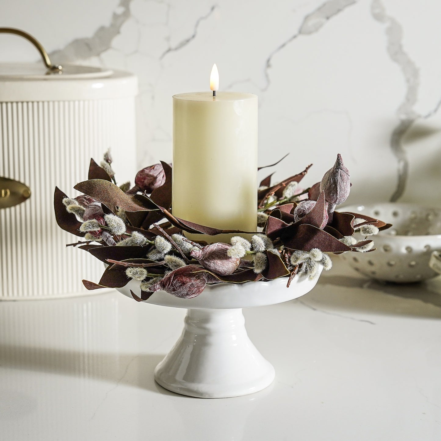 Burgundy Sleepy Catchfly Candle Ring | Small