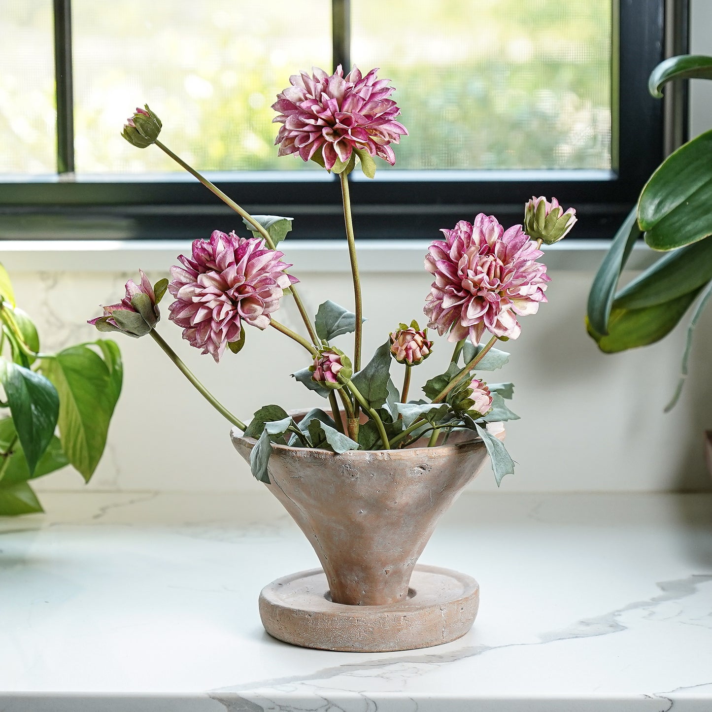 Dried Faux Dahlia Bunch | Purple