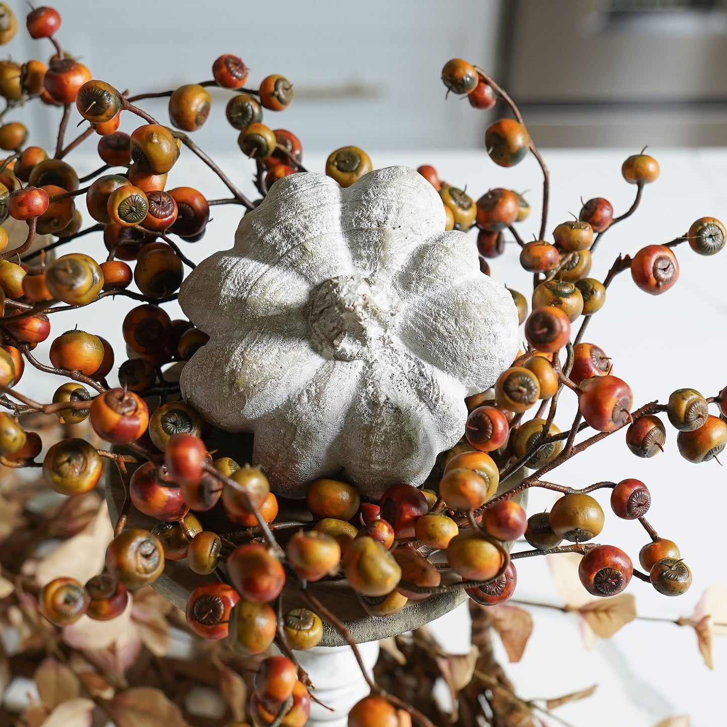 Wood Look Pumpkin | Whitewashed Resin Fall Decor