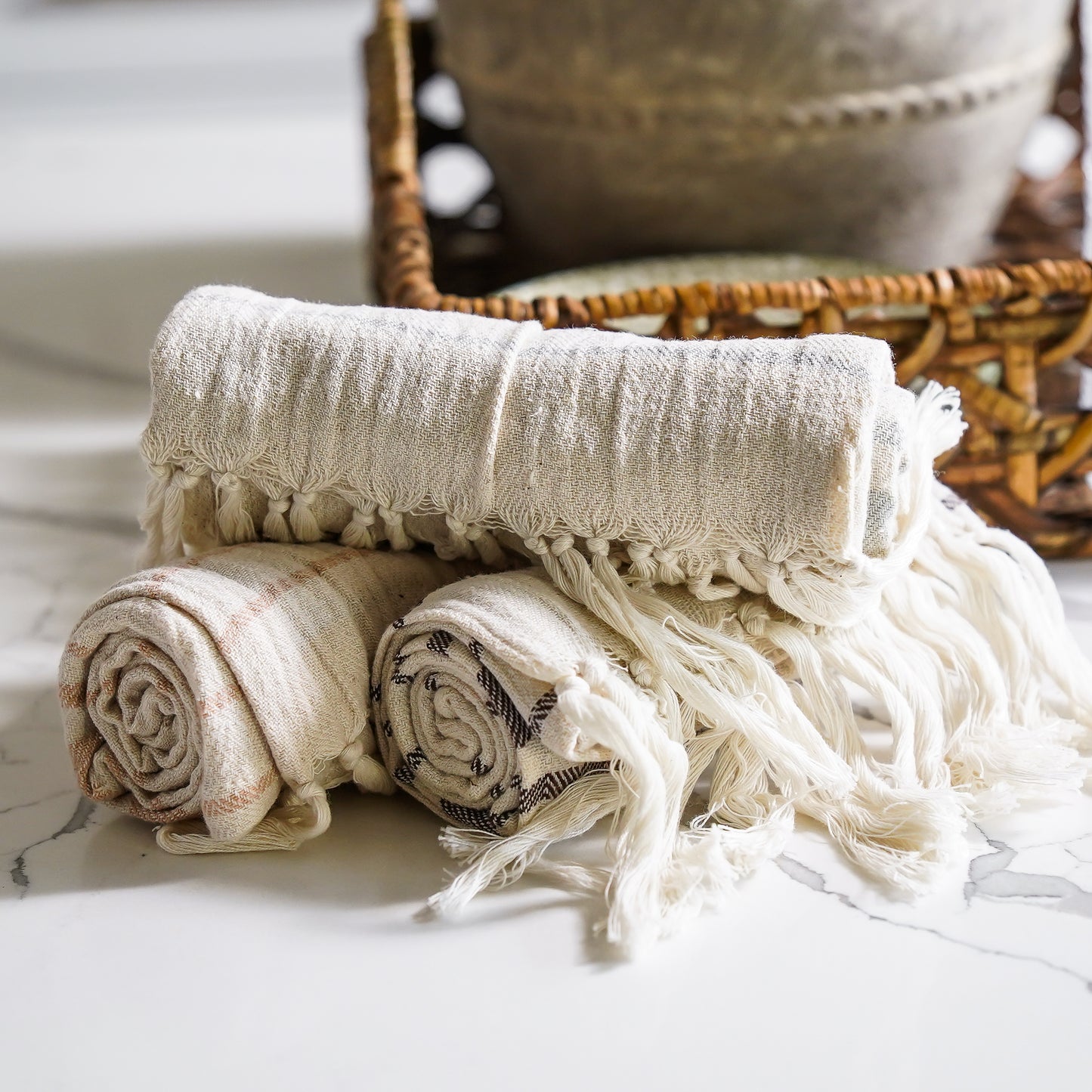 Striped Fringe Towels | Set of 3