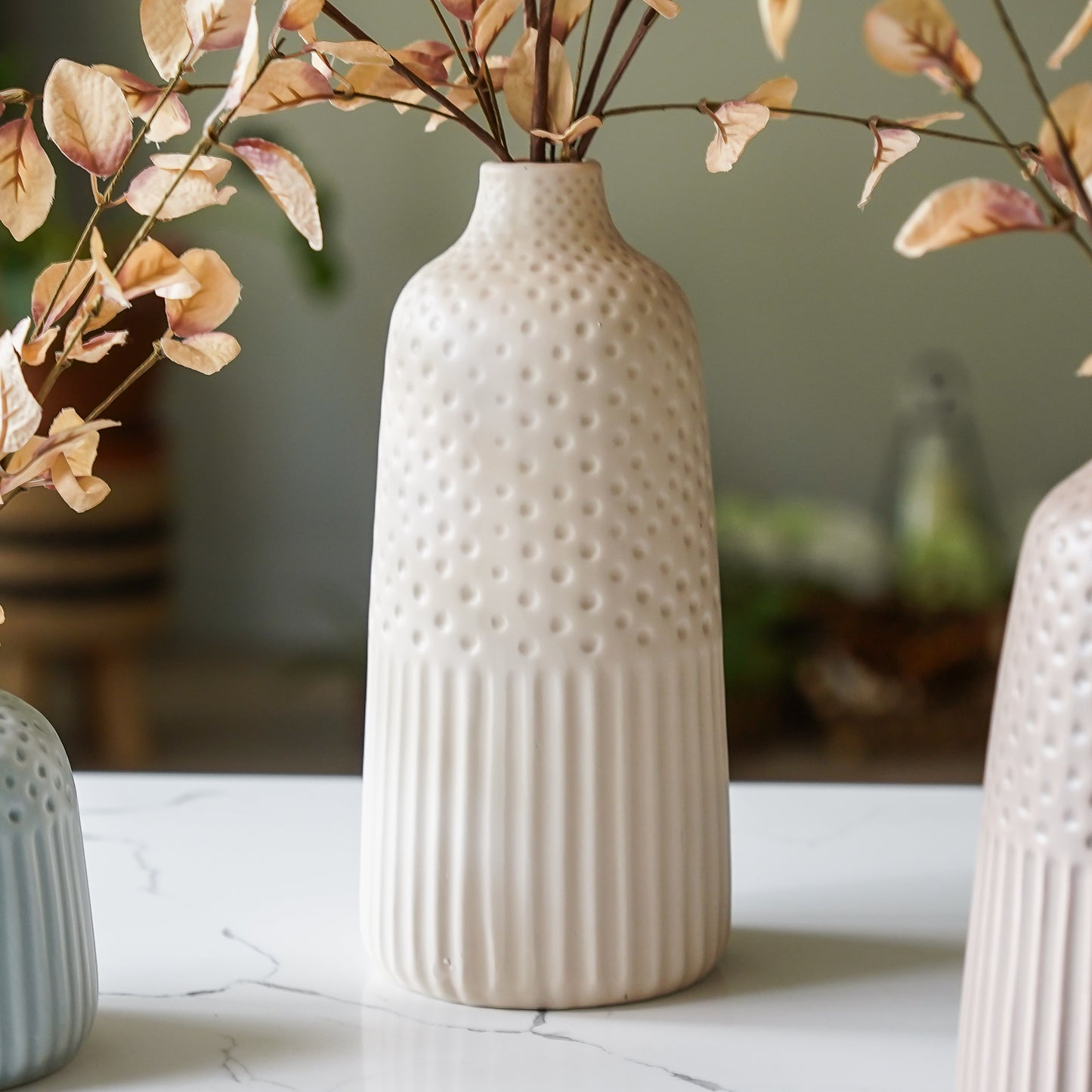 Sadie Debossed Stoneware Vase