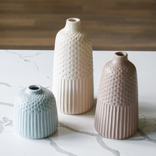 Sadie Debossed Stoneware Vase