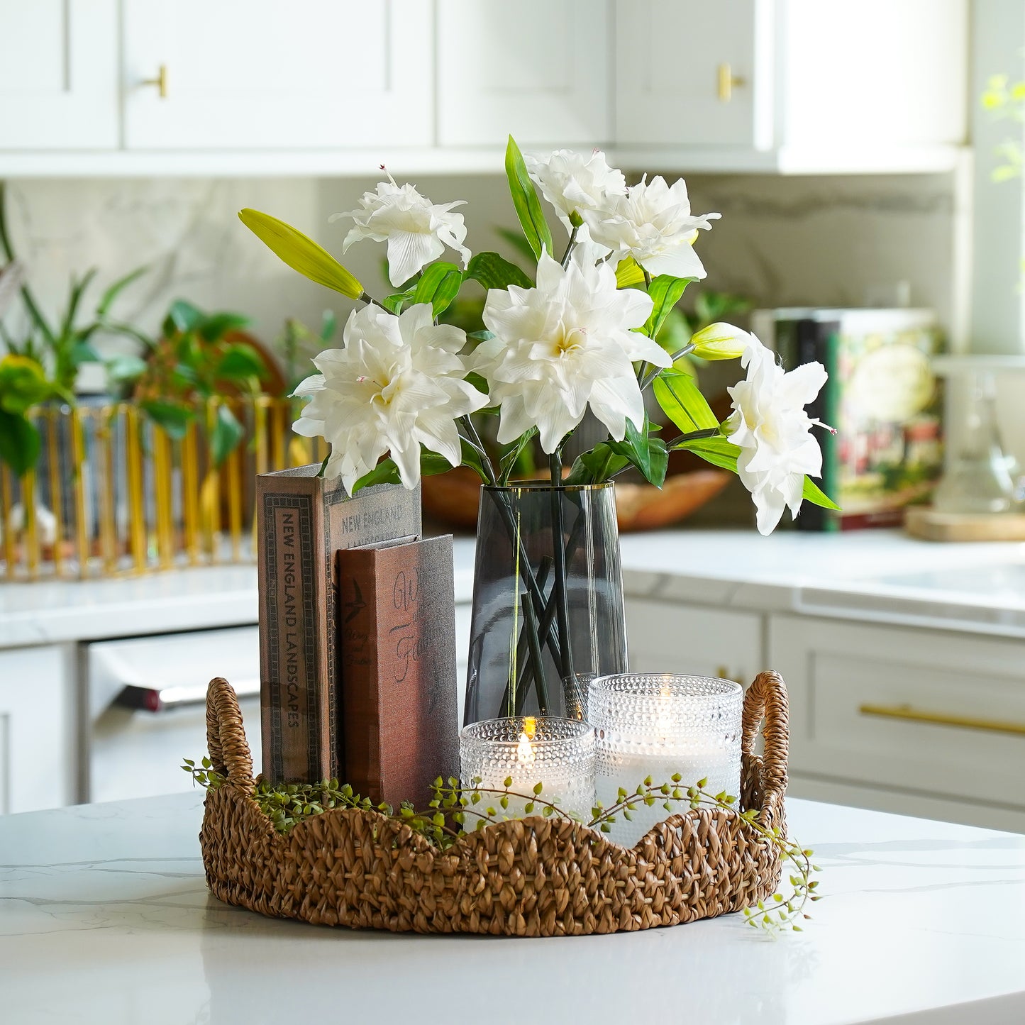 Harlan Smoked Glass Vase | Gold Rim Modern Accent