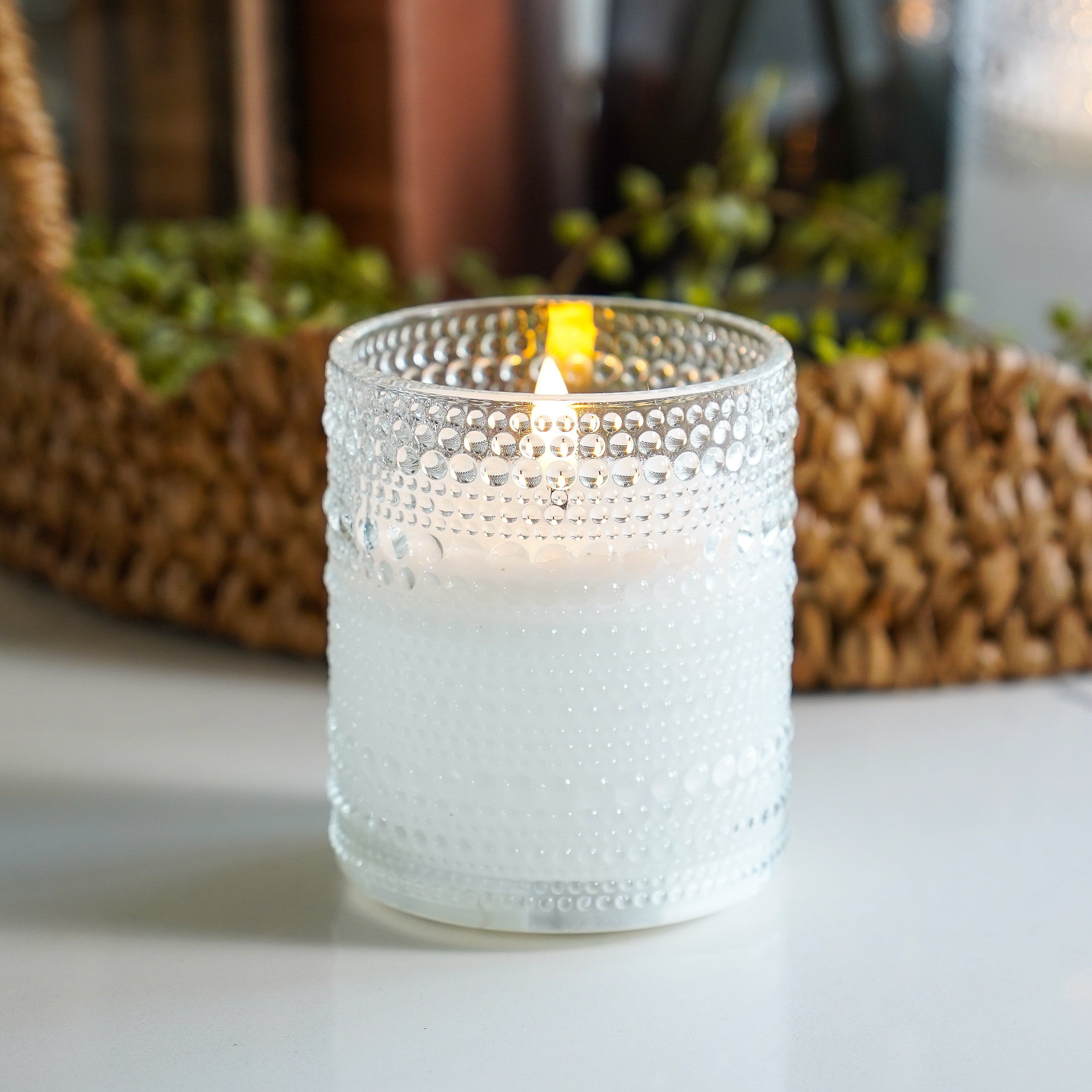Depression Glass Flameless Candle