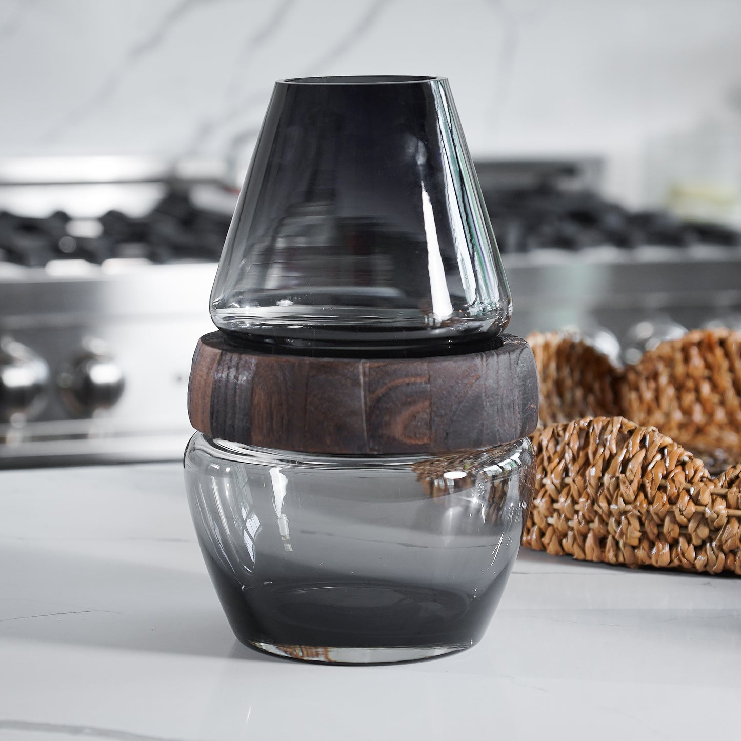 Matilda Glass & Wood Vase